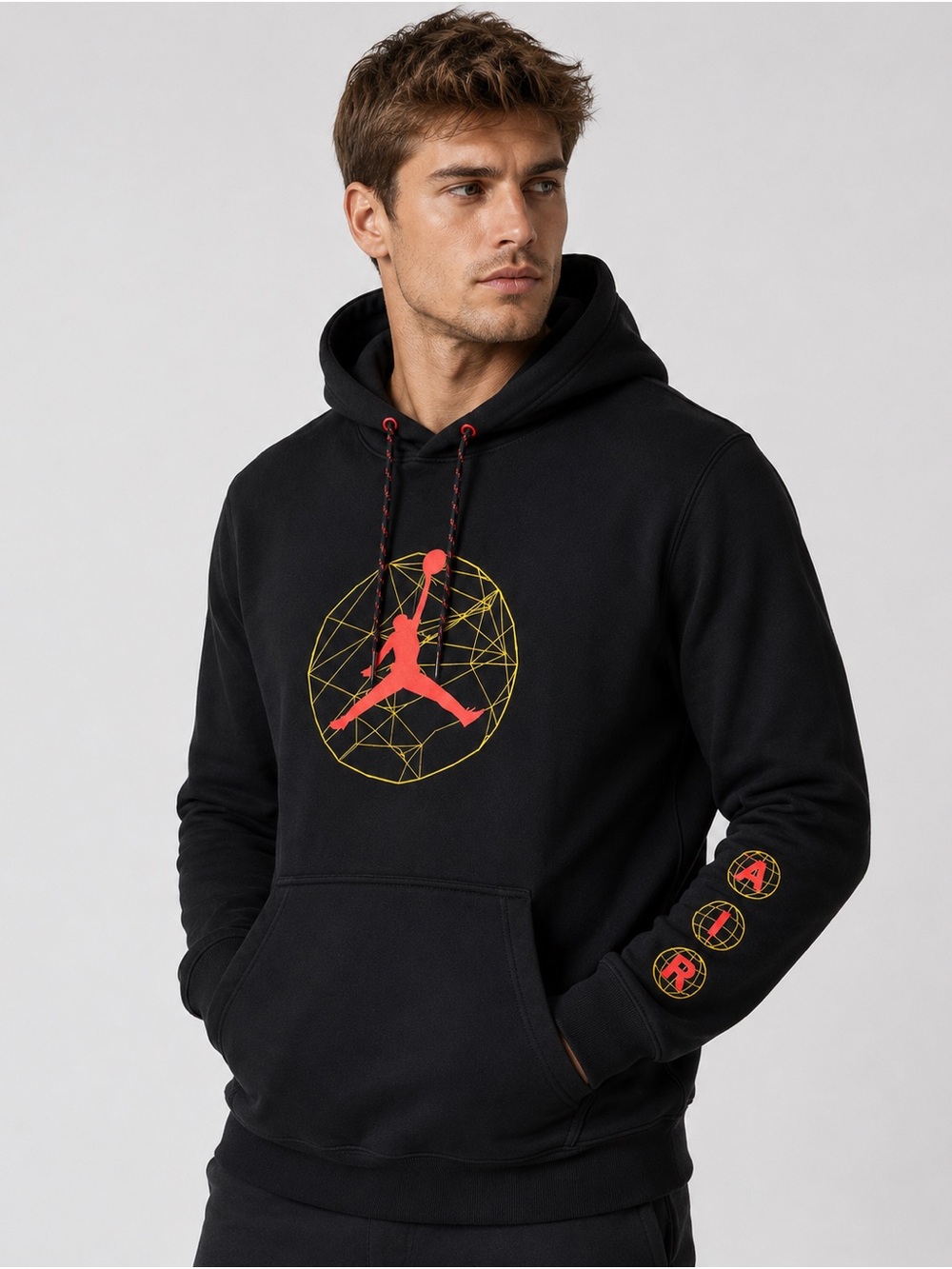 Jordan Men’s M Black Pullover Hoodie Jumpman Air Graphic Logo Sweatshirt
